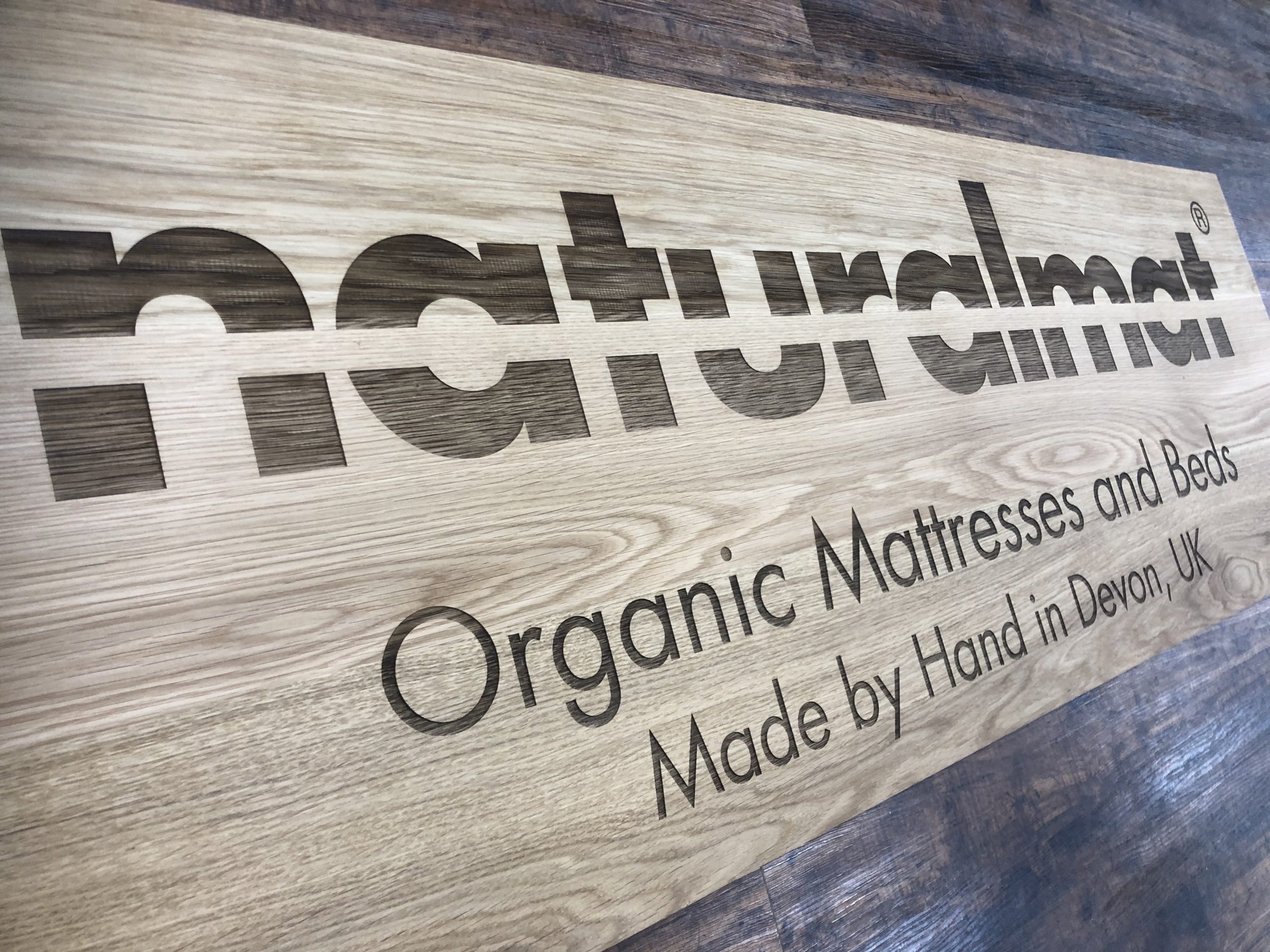 Naturalmat sign solid oak engraved