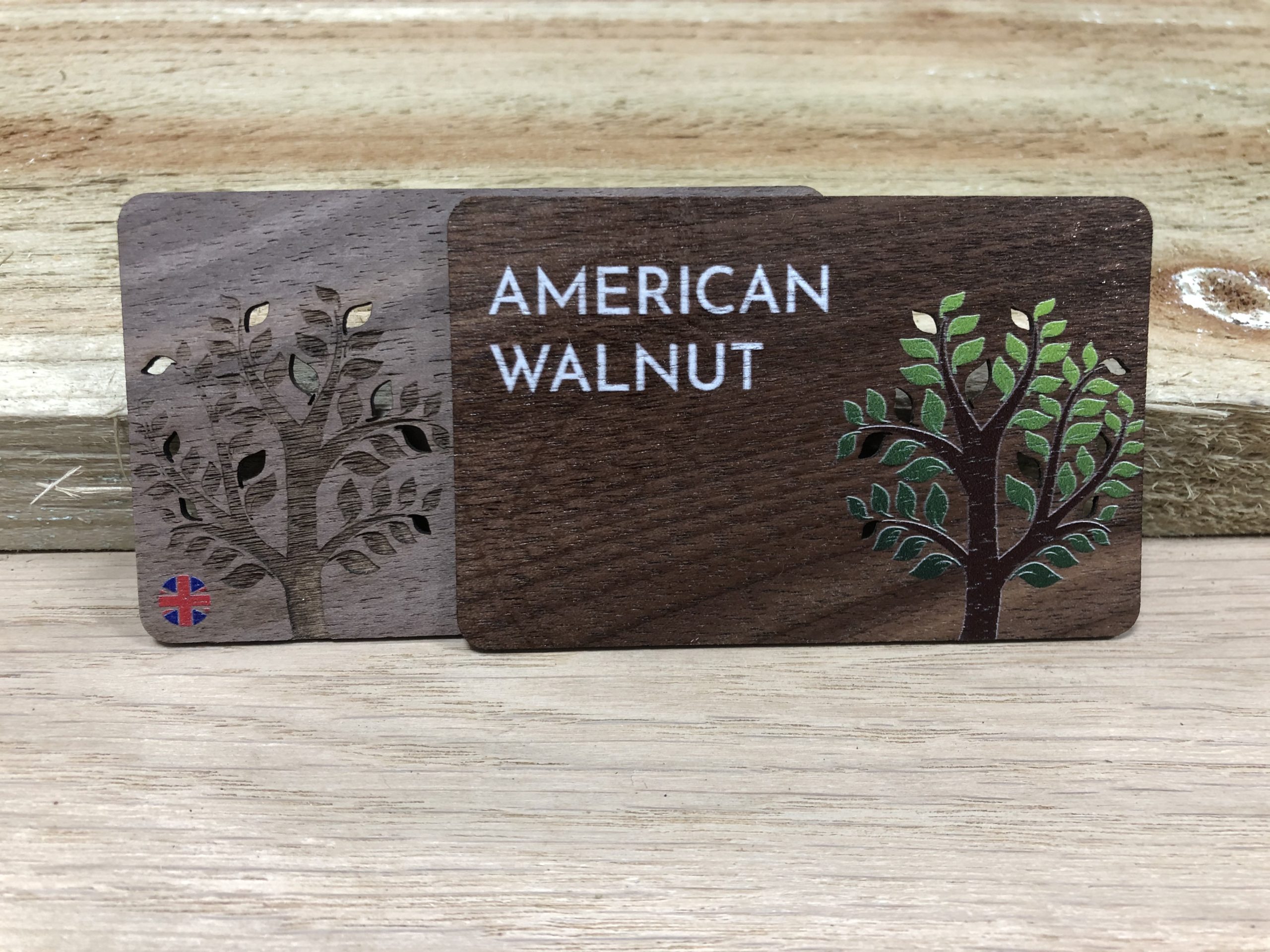 American Walnut wooden business cards