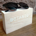 Branded sunglasses wooden block point of sale