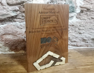 Solid Walnut bespoke wooden Award wooden trophy