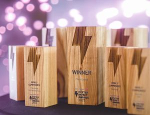 Exeter Chamber of Commerce impact Awards wooden trophy