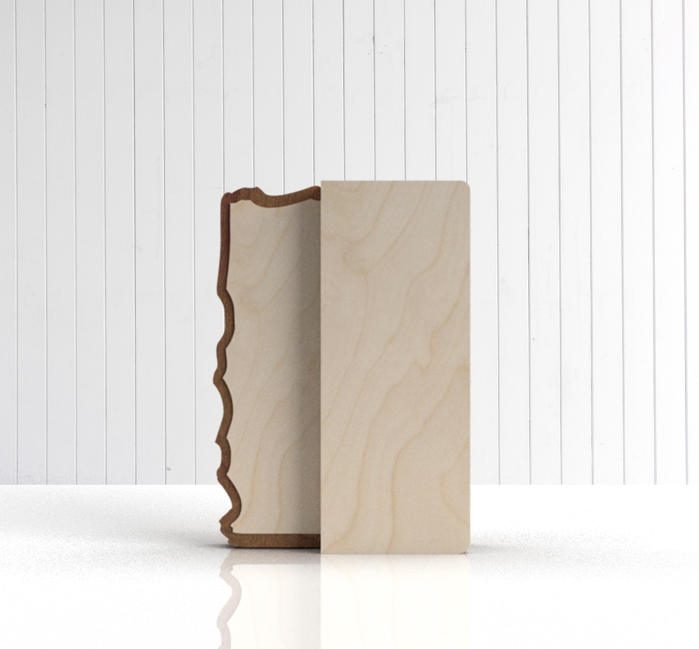 Indigo wood trophy front view showing clean printed panel area