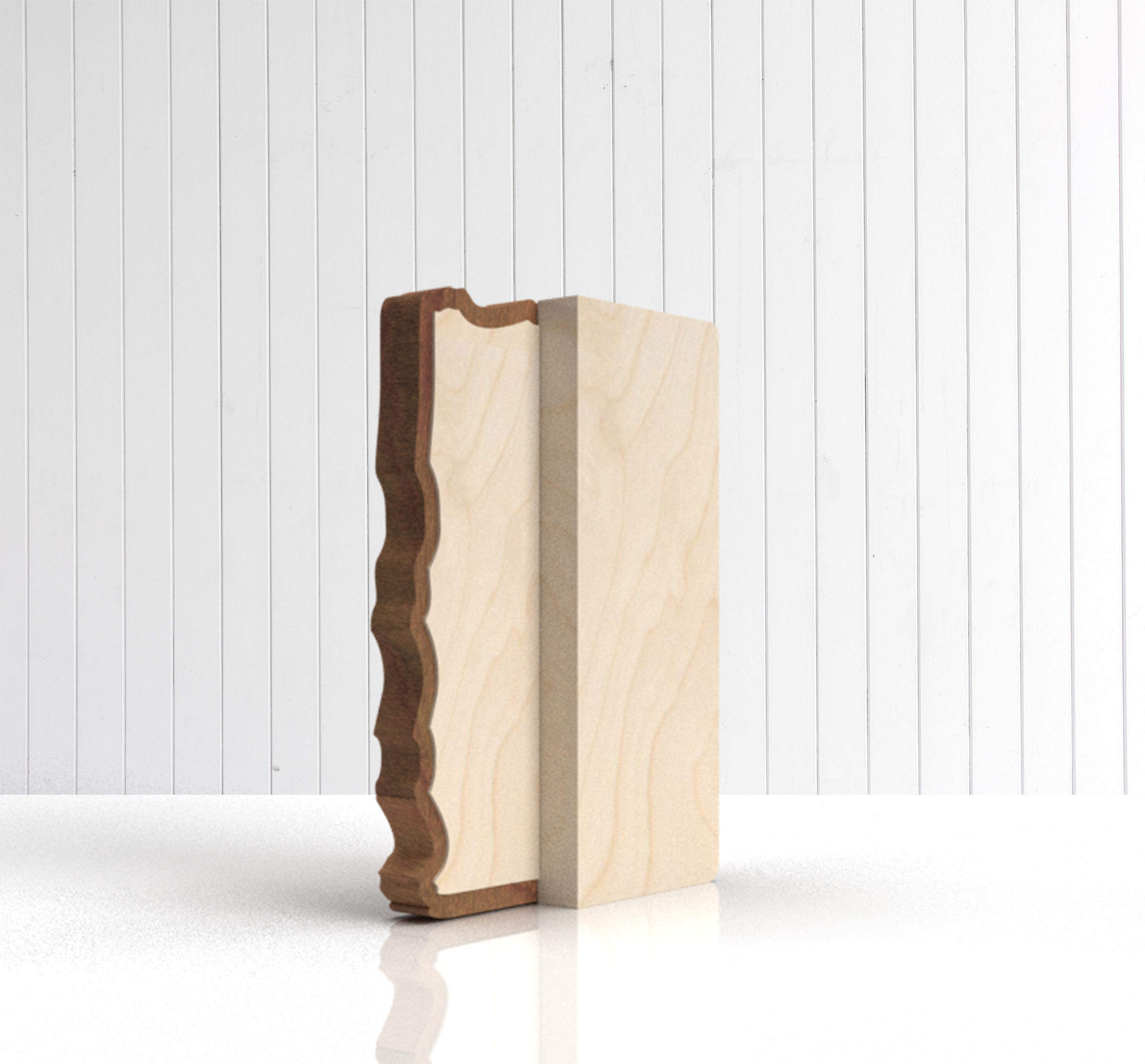 Indigo wood trophy front view showing clean printed panel area