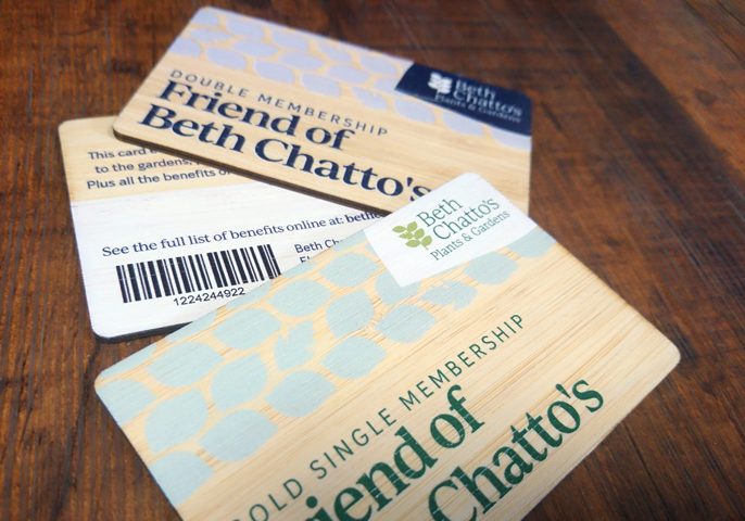 Beth-Chatto Bamboo wooden membership cards