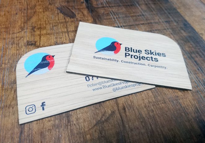 Blue-Skies-Project Maple wooden business card