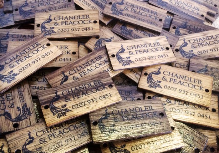 Printed Wooden Tags with varnish and holes