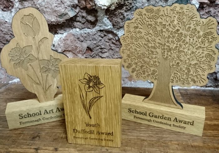 Various shaped wooden bespoke trophy and award