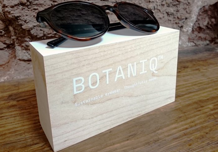 Branded sunglasses wooden block point of sale