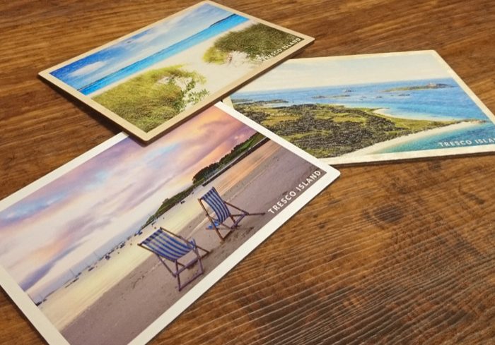 Tresco island wooden postcards