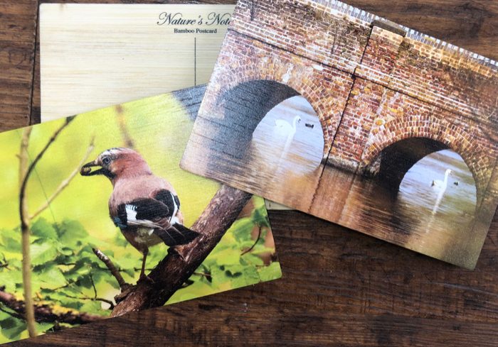 Wooden postcards printed with photographic quaity